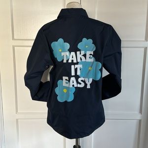 Navy Waterproof Coaches Jacket- NWOT women’s Cannabis Collective